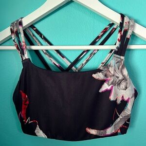 Athleta Floral Strappy Padded Active Sports Bra M
